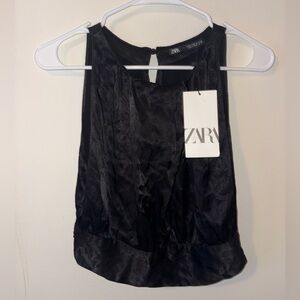 NWT ZARA BLACK SATIN TOP- SMALL